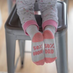 person in gray and red socks